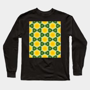 Yellow and Green Kaleidoscope Seamless Pattern Long Sleeve T-Shirt